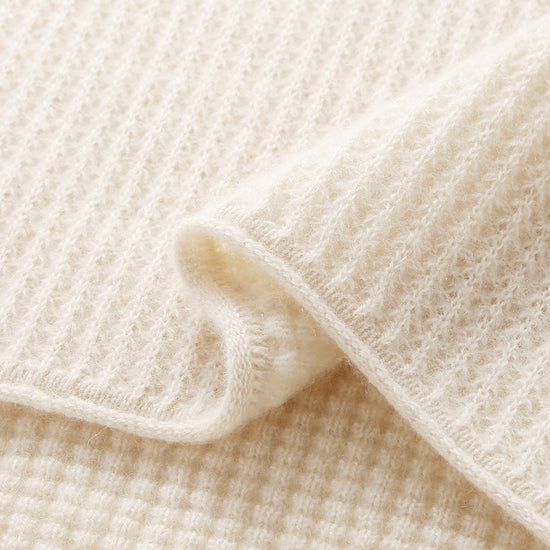 COMOBOCA 100% Cashmere Women's Ribbed V-Neck Knit Sweater