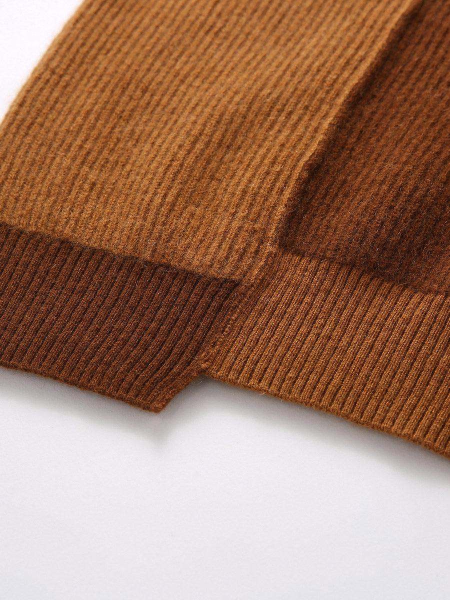 COMOBOCA 100% Cashmere Women's Color Block Turtleneck Sweater