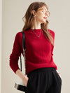COMOBOCA Red 100% Cashmere Women's Ribbed Knit Pullover Sweater