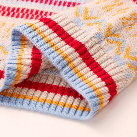 COMOBOCA 100% Wool Kids' Colorful Nordic Pattern Knit Sweater