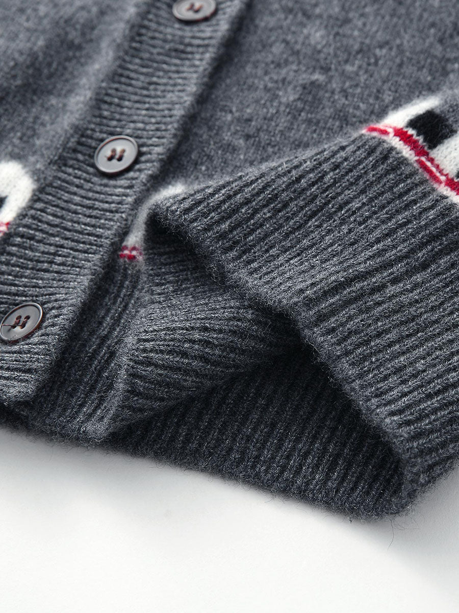 COMOBOCA 100% Cashmere Women's Fair Isle Button Down Cardigan