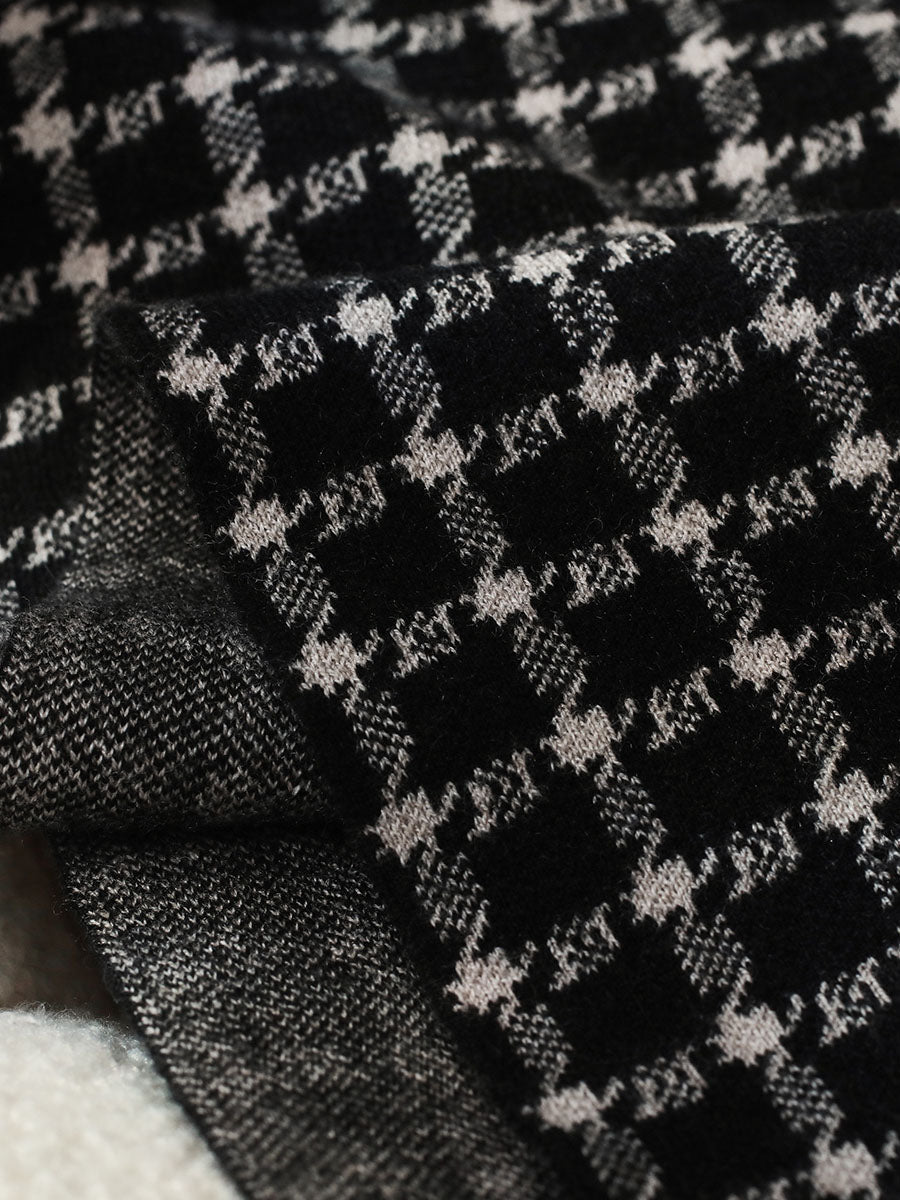 COMOBOCA Women's Plaid Wool Knit A Line Skirt