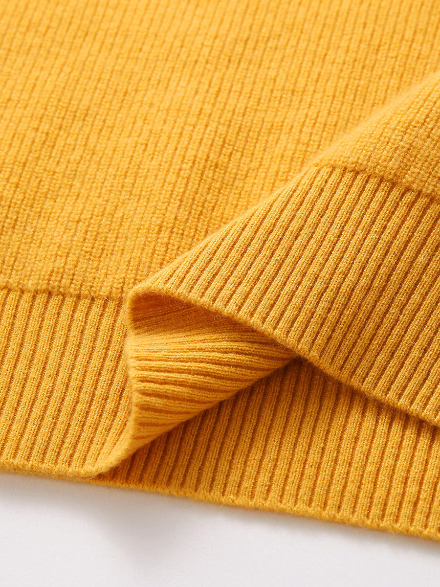 COMOBOCA 100% Cashmere Women's Ribbed Half Zip Knit Hoodie