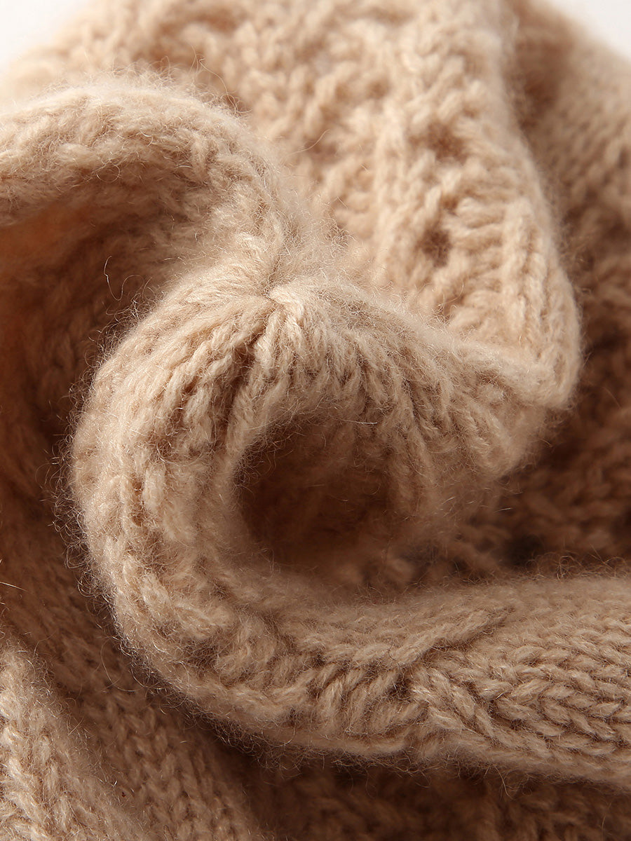 COMOBOCA 100% Cashmere Classic Cable Knit Beanie