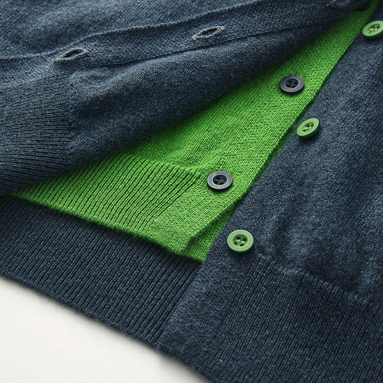 COMOBOCA 100% Wool Women's Contrast Button Down Hoodie