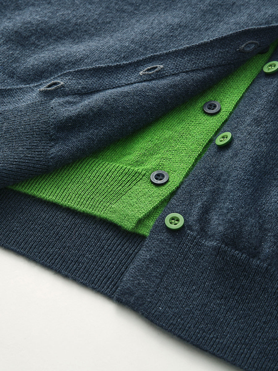 COMOBOCA 100% Wool Women's Contrast Button Down Hoodie