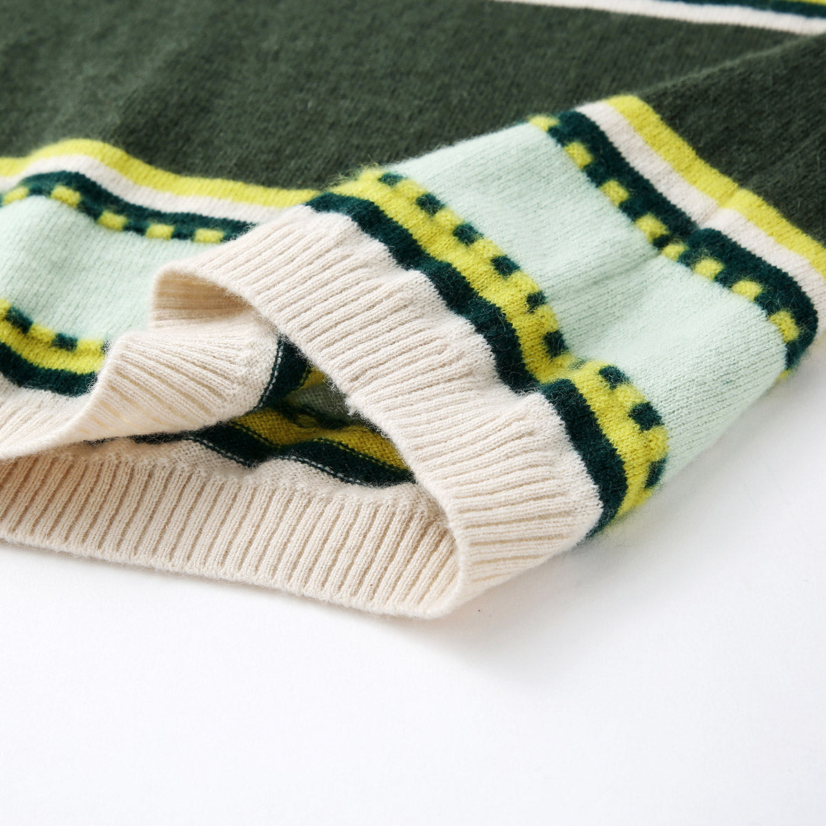 COMOBOCA 100% Cashmere Colorful Geometric Knit Vest
