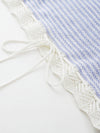 COMOBOCA Women's Drawstring Striped Lace Trim Knit T-Shirt