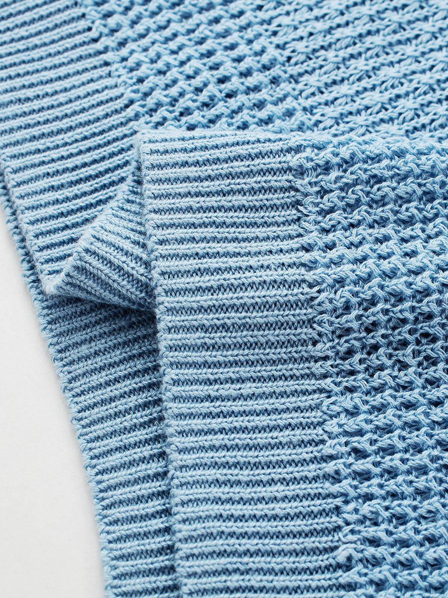 COMOBOCA Women's Tie-Neck Textured Knit Cap Sleeve Top