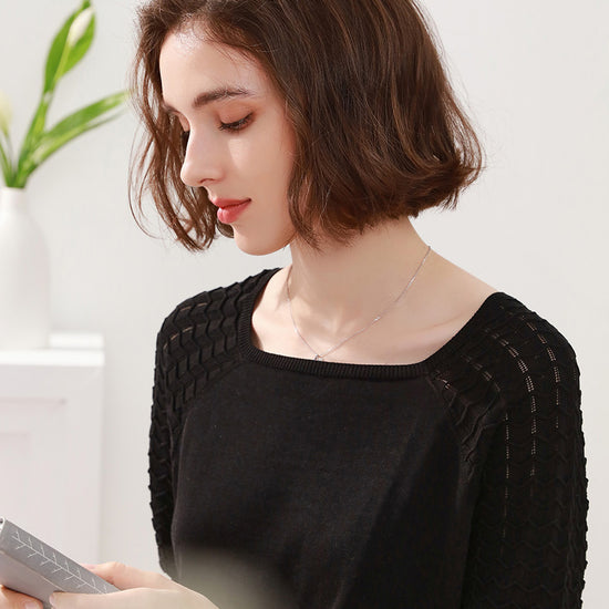 COMOBOCA 100% Mulberry Silk Women's Textured T-Shirt