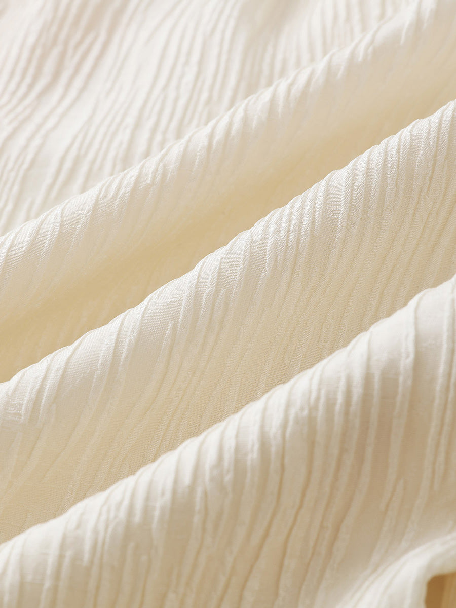 COMOBOCA Women's Elastic Waistband Crinkled Wide Leg Pants