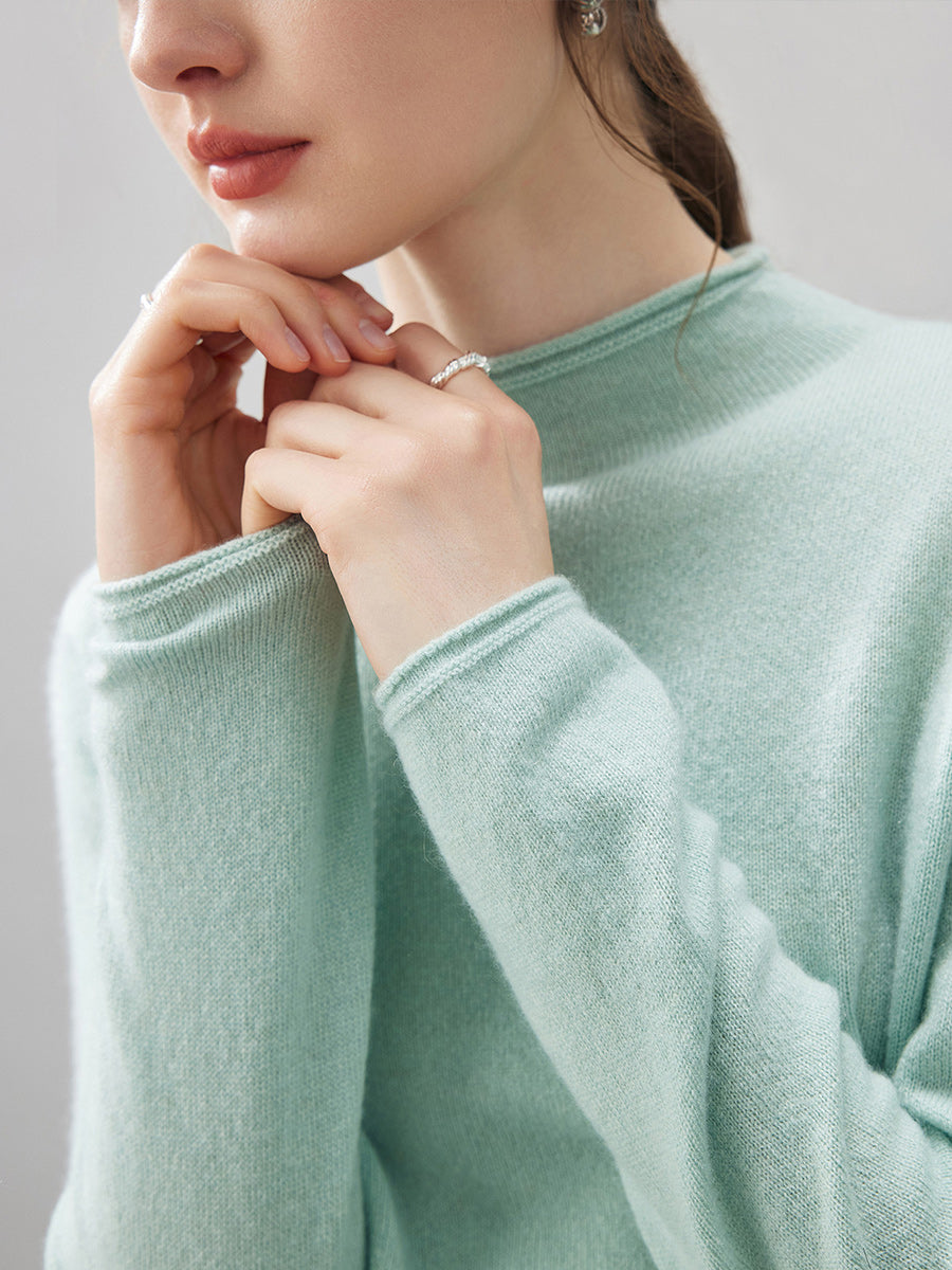 COMOBOCA 100% Cashmere Women's Round Neck Knit sweater