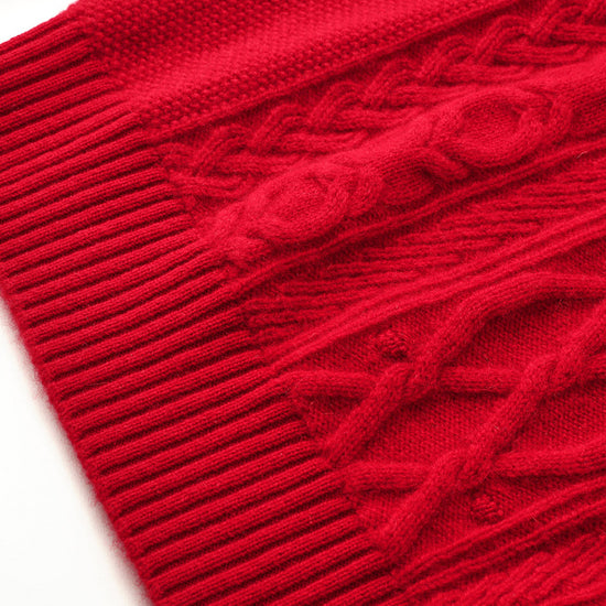 COMOBOCA 100% Cashmere Women's Cable Round Neck Knit Sweater