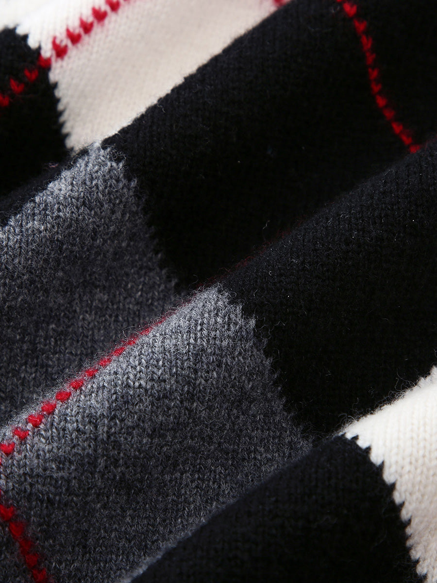 COMOBOCA 100% Wool Women's Argyle Pattern Knit Sweater