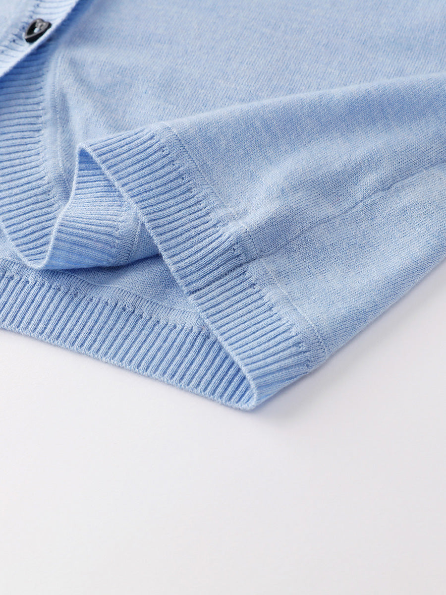 COMOBOCA Women's Heart Button Cropped Ruffle Bell Cardigan