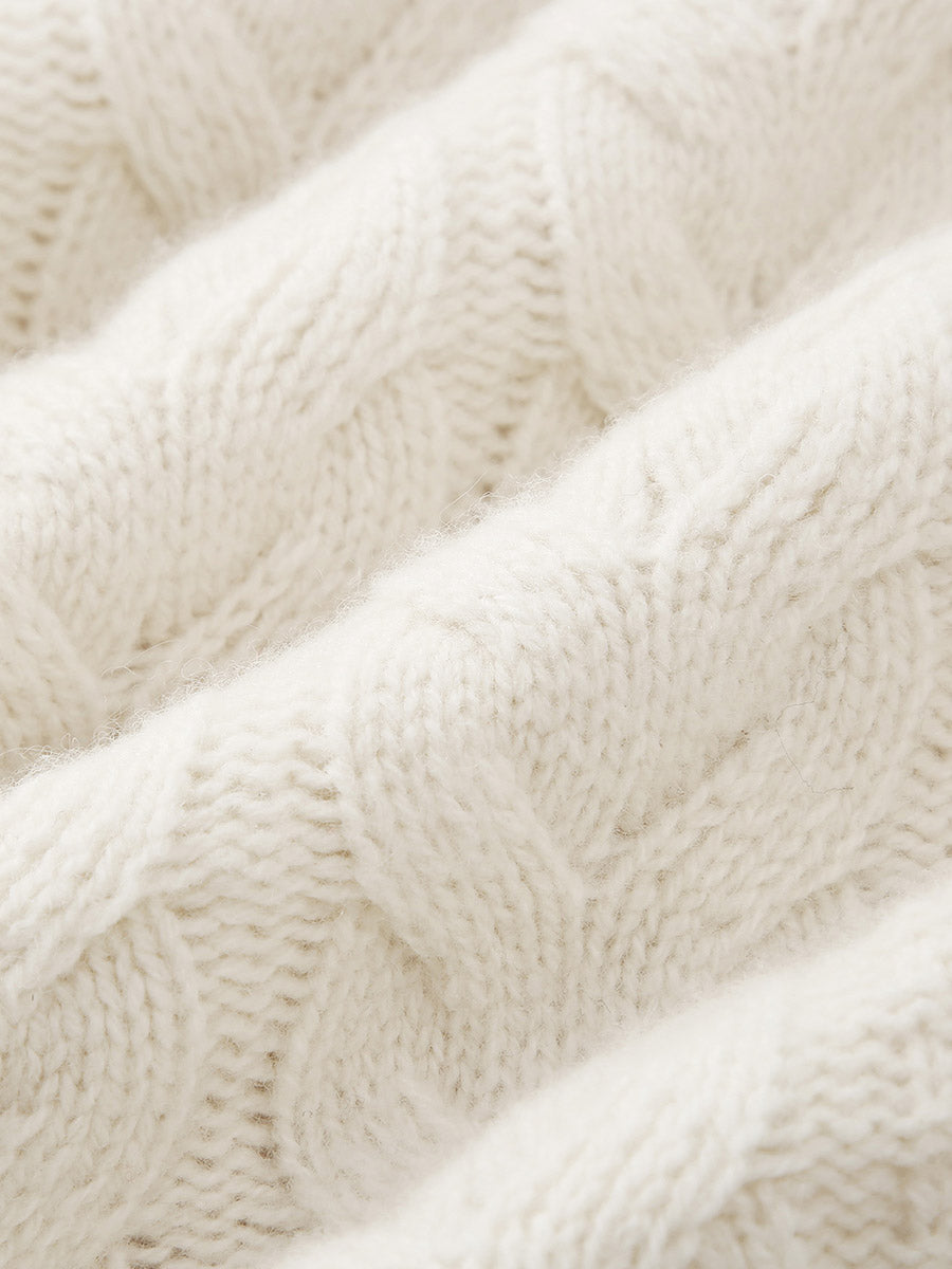 COMOBOCA 100% Wool Women's Cozy Cable Knit Sweater