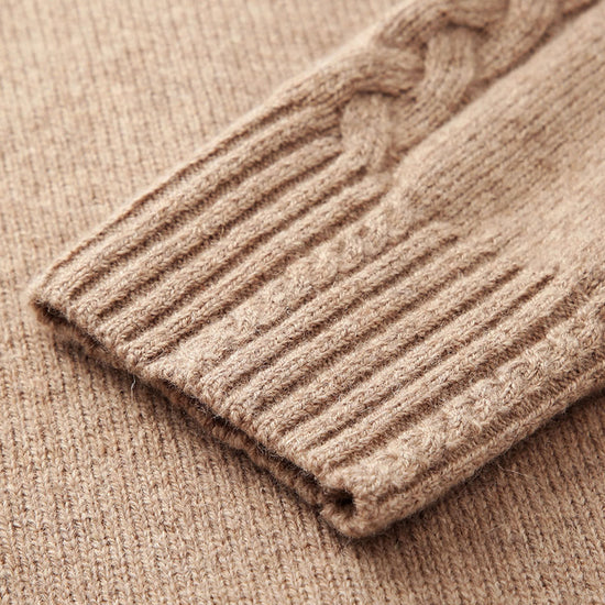 COMOBOCA 100% Wool Women's Cable Knit Zip Cardigan Hoodie