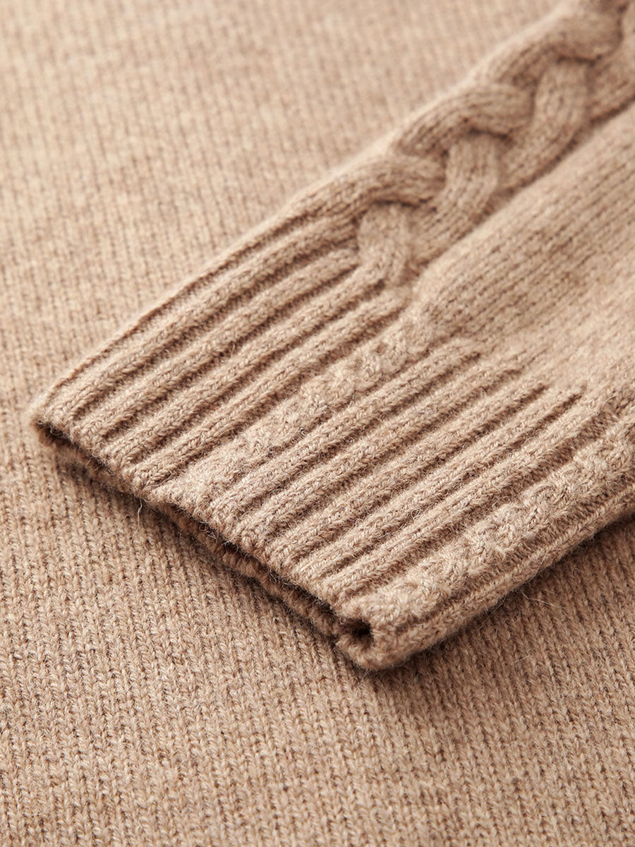 COMOBOCA 100% Wool Women's Cable Knit Zip Cardigan Hoodie