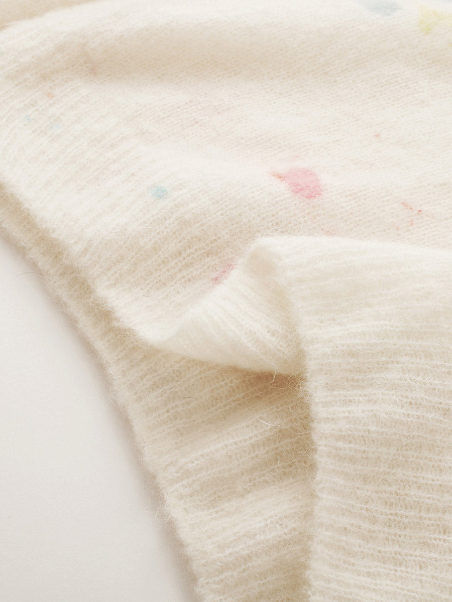 COMOBOCA Women's Sequined Floral Printed Round Neck Sweater