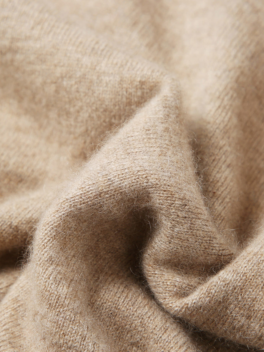 COMOBOCA 100% Cashmere Men's Striped Collar Button Cardigan