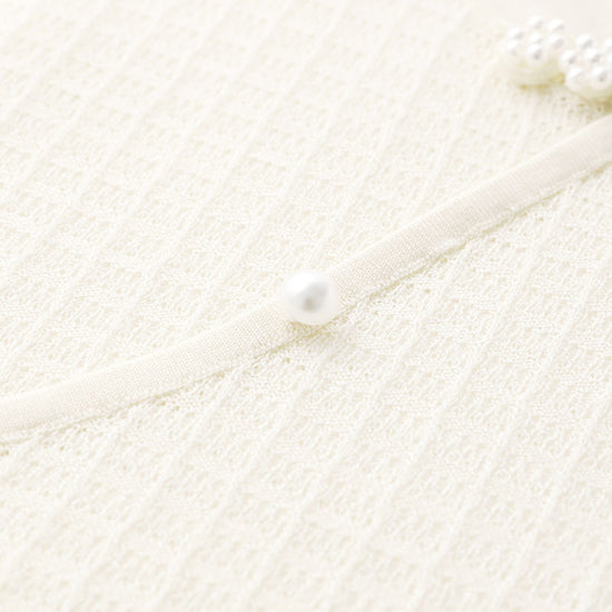 COMOBOCA Women's Textured Pearl Accents Blouse