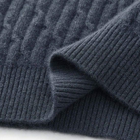 COMOBOCA 100% Cashmere Women's Cable Knit Polo Neck Sweater