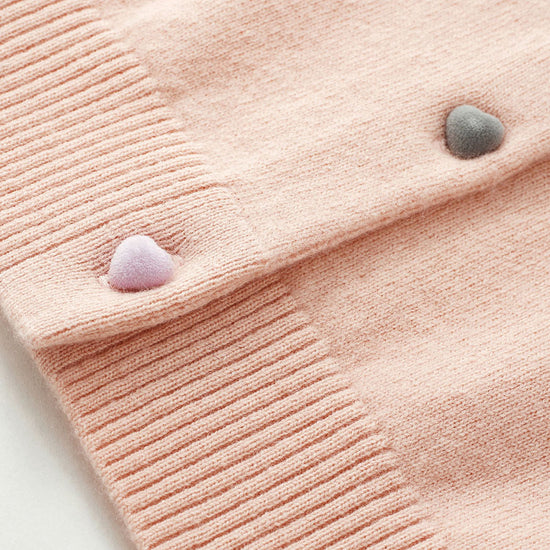COMOBOCA 100% Wool Kids' Colorful Heart Shaped Buttons Cardigan