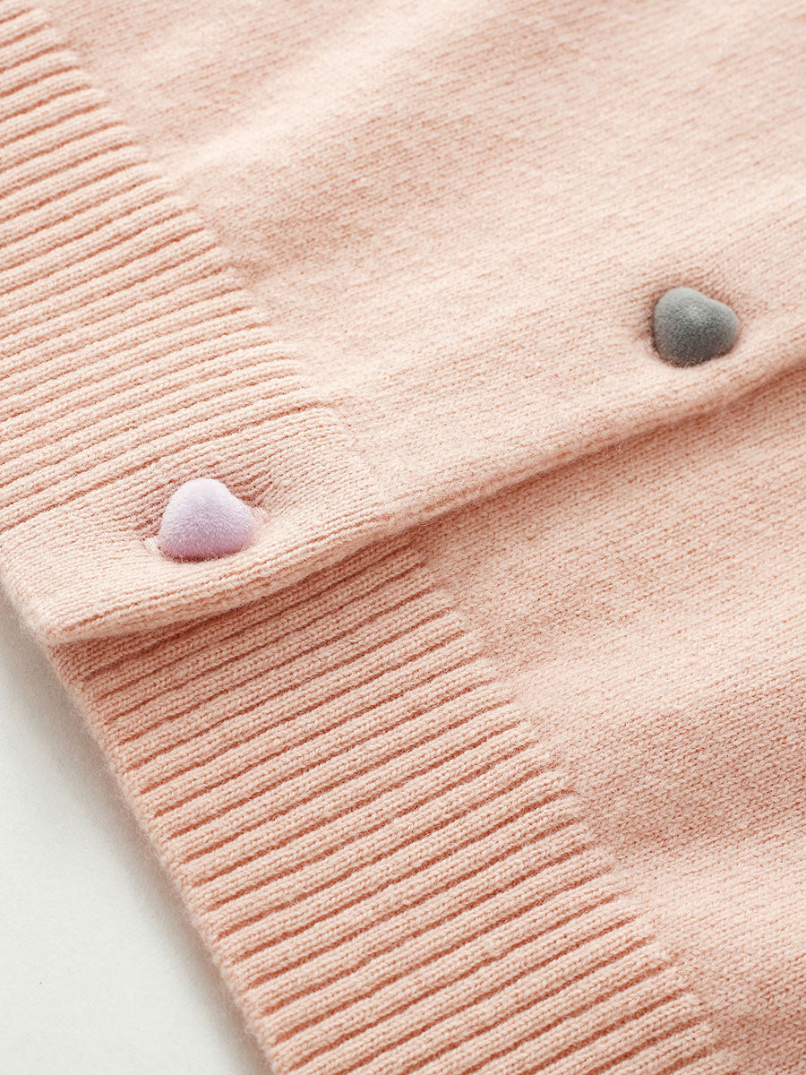 COMOBOCA 100% Wool Kids' Colorful Heart Shaped Buttons Cardigan