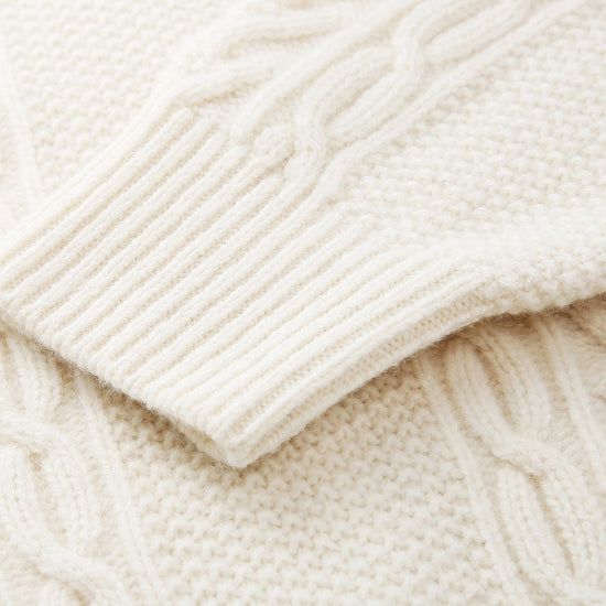 COMOBOCA 100% Wool Women's Cable Knit Button Cardigan