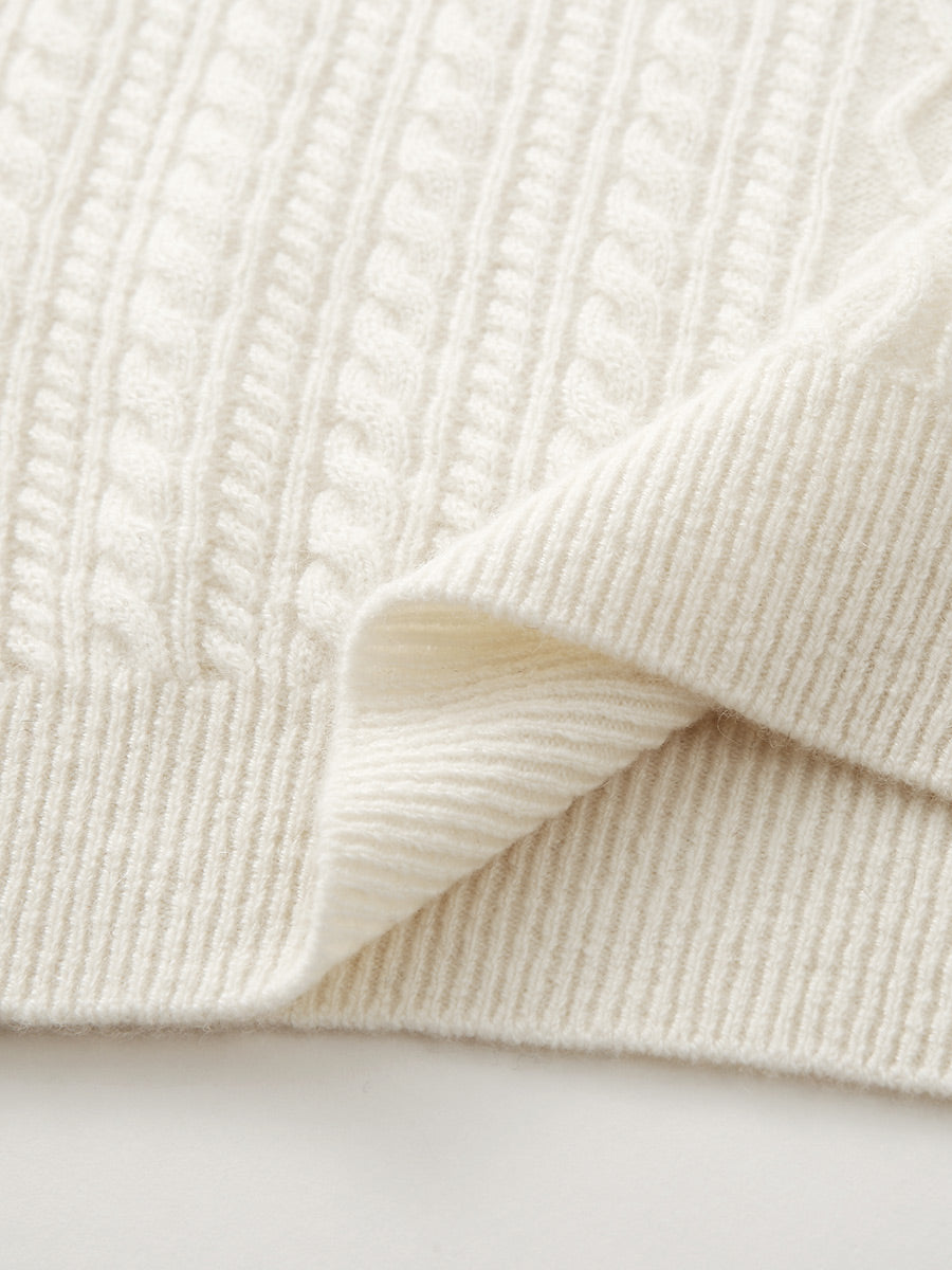 COMOBOCA 100% Cashmere Women's Cable Knit Button Front Sweater