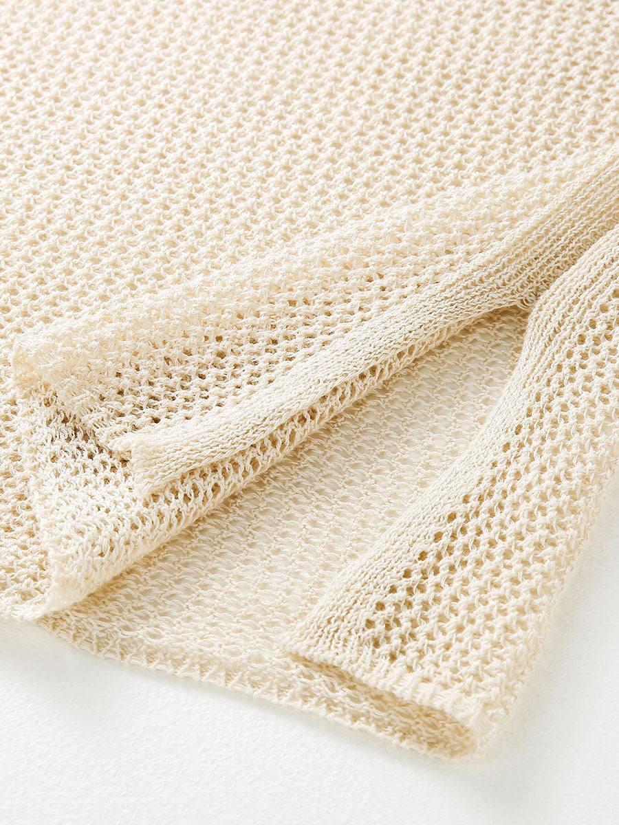 COMOBOCA Women's Sheer Mesh Knit Cap Sleeve Top with Side Slit