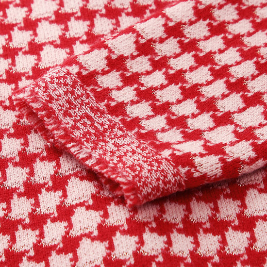 COMOBOCA 100% Wool Women's Houndstooth Cardigan