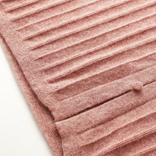 COMOBOCA 100% Cashmere Women's Ribbed Faux Knit Cardigan Sweater