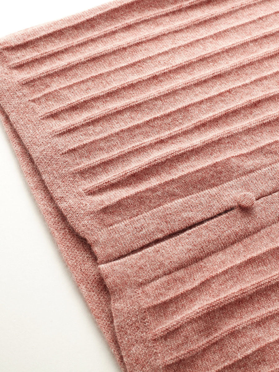 COMOBOCA 100% Cashmere Women's Ribbed Faux Knit Cardigan Sweater