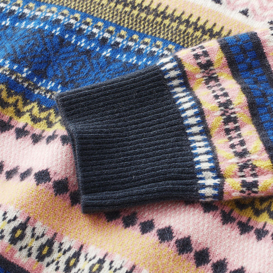 COMOBOCA 100% Cashmere Women's Fair Isle Round Neck Sweater