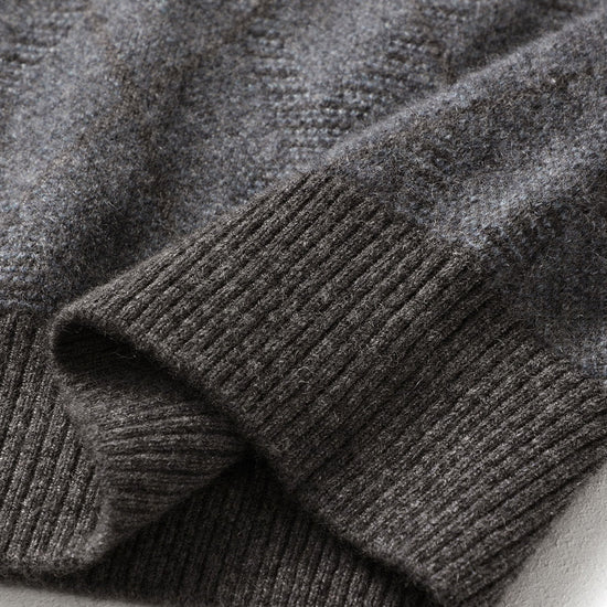 COMOBOCA 100% Cashmere Men's Mock Neck Jacquard Sweater