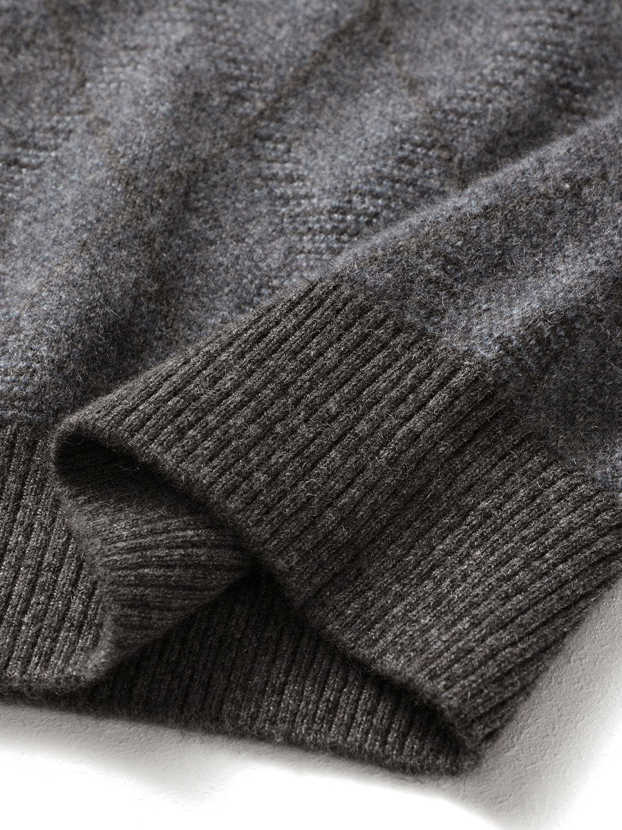 COMOBOCA 100% Cashmere Men's Mock Neck Jacquard Sweater