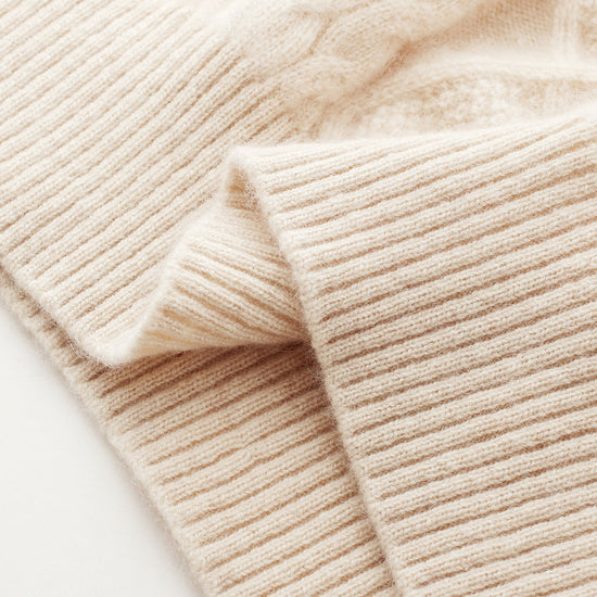 COMOBOCA 100% Cashmere Women's Cable Round Neck Knit Sweater