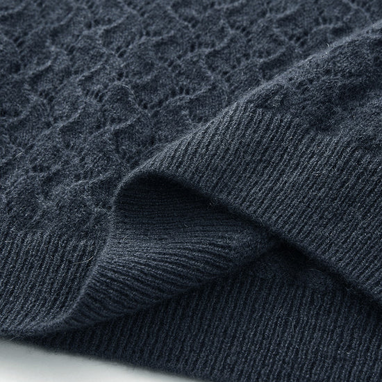 COMOBOCA 100% Cashmere Women's Openwork Round Neck Knit Sweater