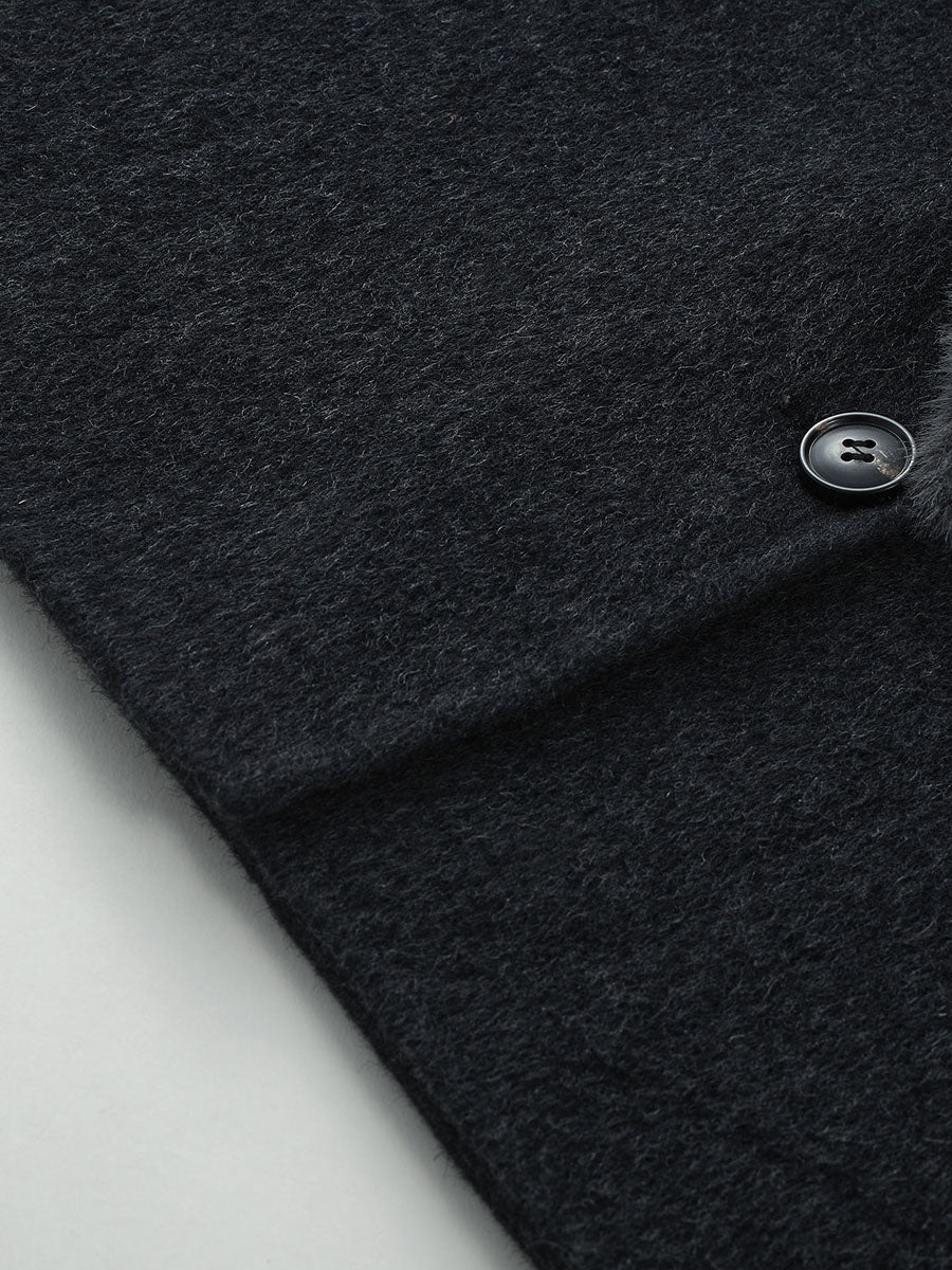 COMOBOCA Women's Fuzzy Sailor Collar Button Front Coat