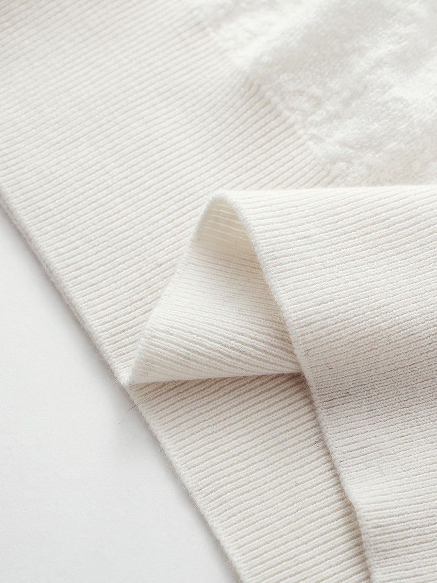 COMOBOCA 100% Wool Women's Ruffled Mock Neck Knit Sweater