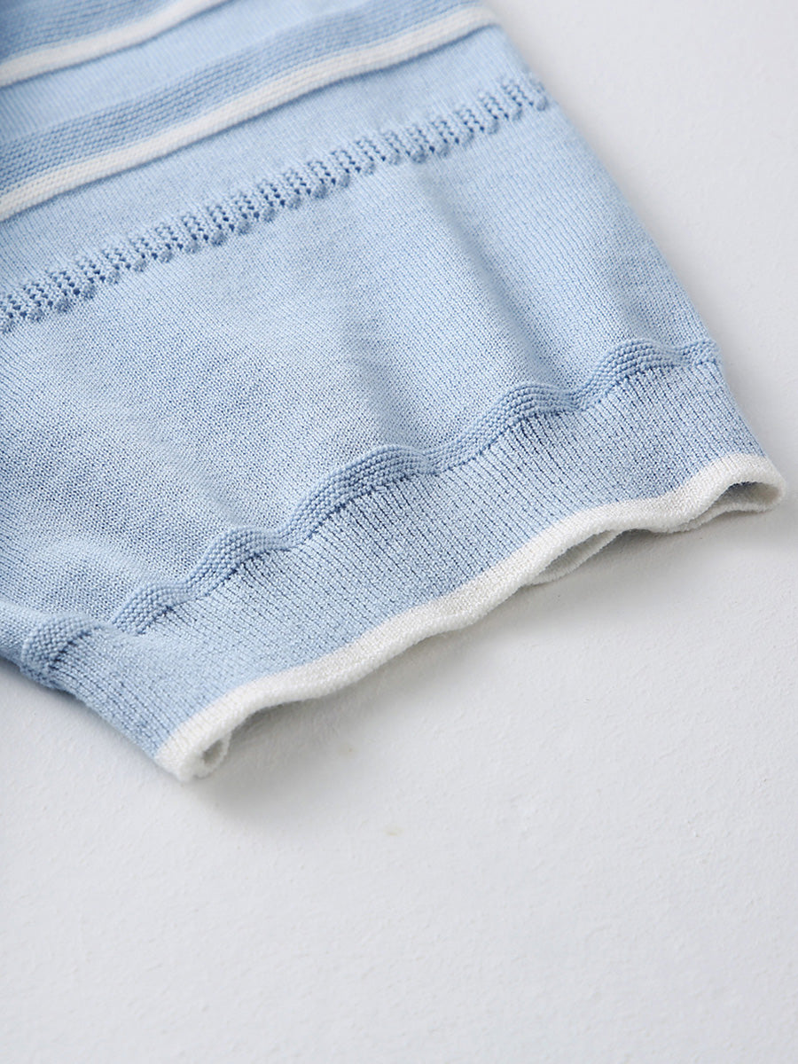 COMOBOCA Women's Relaxed Fit Striped Knit T-Shirt