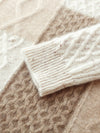 COMOBOCA 100% Cashmere Women's Patchwork Cable Knit Sweater