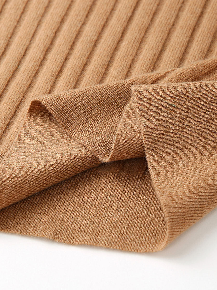 COMOBOCA 100% Cashmere Women's Cozy Ribbed V-Neck Sweater