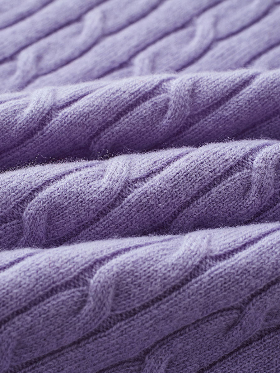 COMOBOCA 100% Wool Kids' Cable Knit Round Neck Sweater Vest