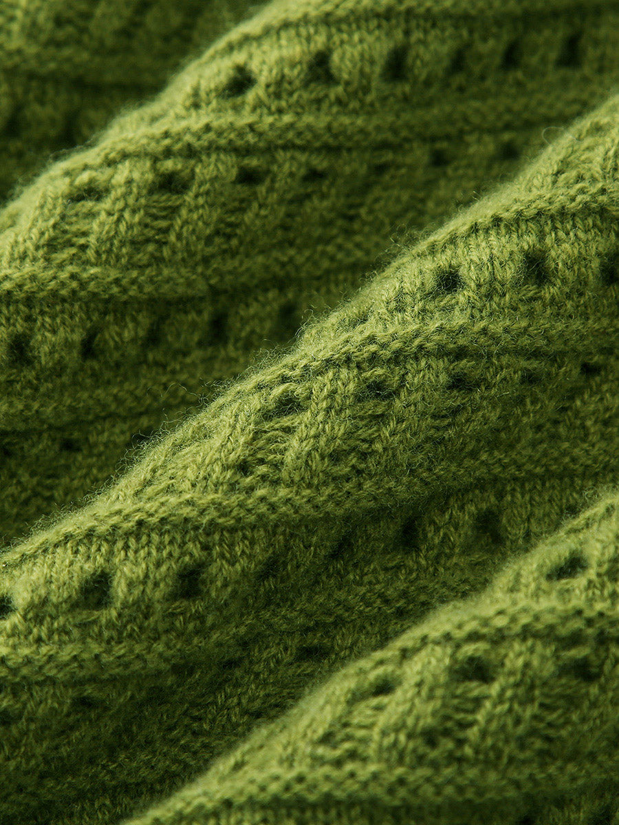 COMOBOCA 100% Wool Women's Soft Knit Lace Sweater