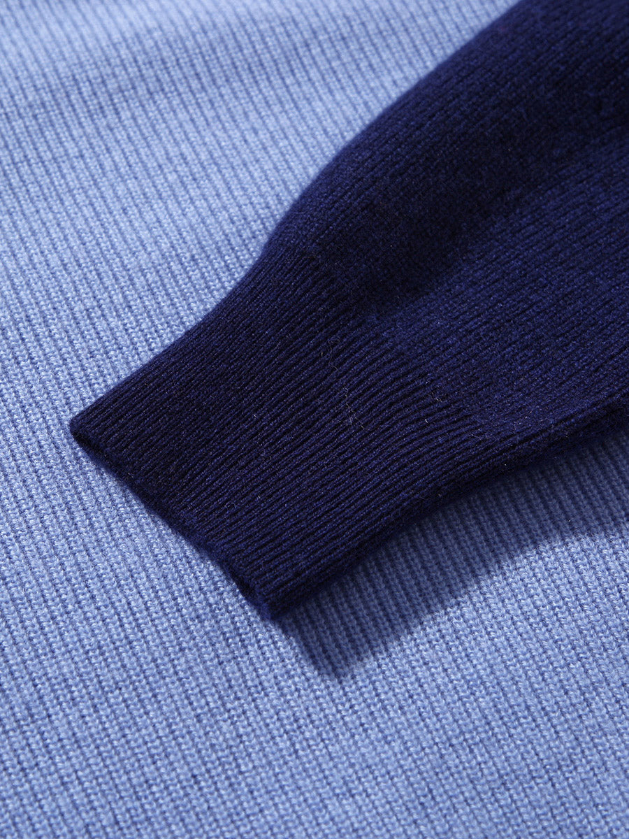 COMOBOCA 100% Wool Women's Contrast Sleeve Sweater