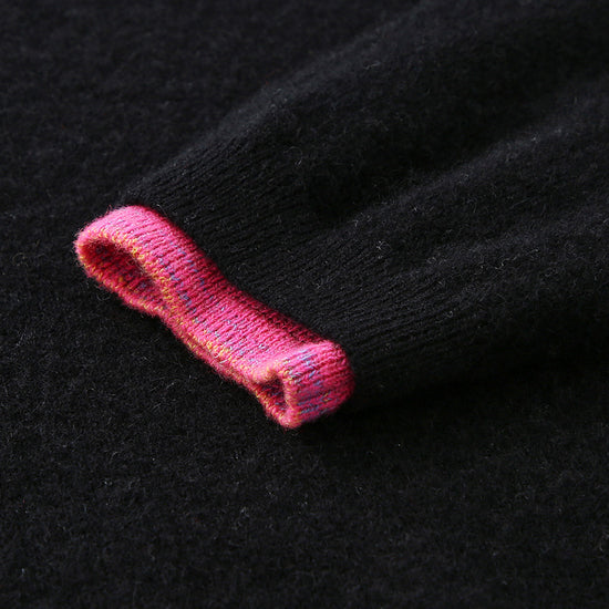 COMOBOCA 100% Cashmere Women's Color Accented Knit Pullover Sweater