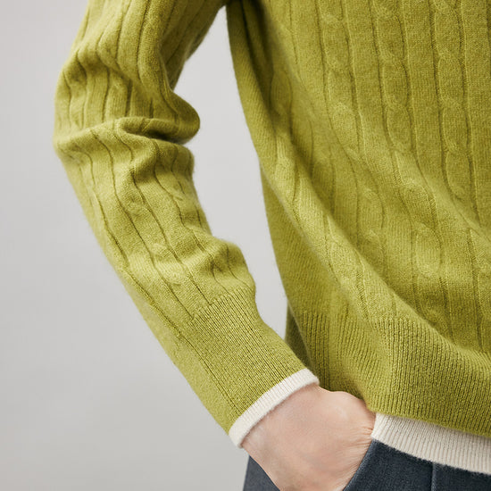 COMOBOCA 100% Cashmere Women's Cable Knit Button Front Cardigan