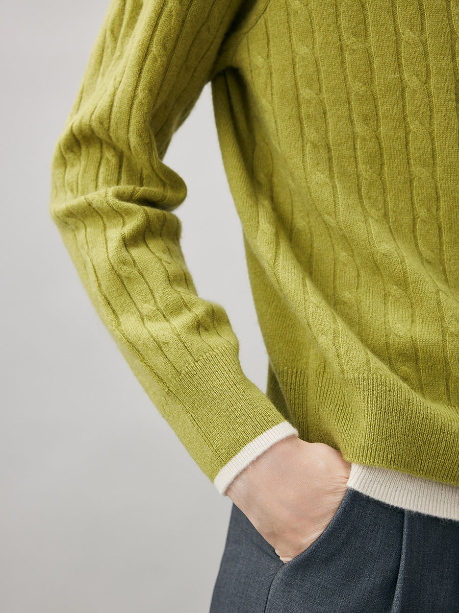 COMOBOCA 100% Cashmere Women's Cable Knit Button Front Cardigan